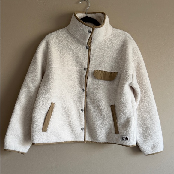 The North Face Jackets & Blazers - The North Face Cream Sherpa Fleece Jacket with Tan Accents